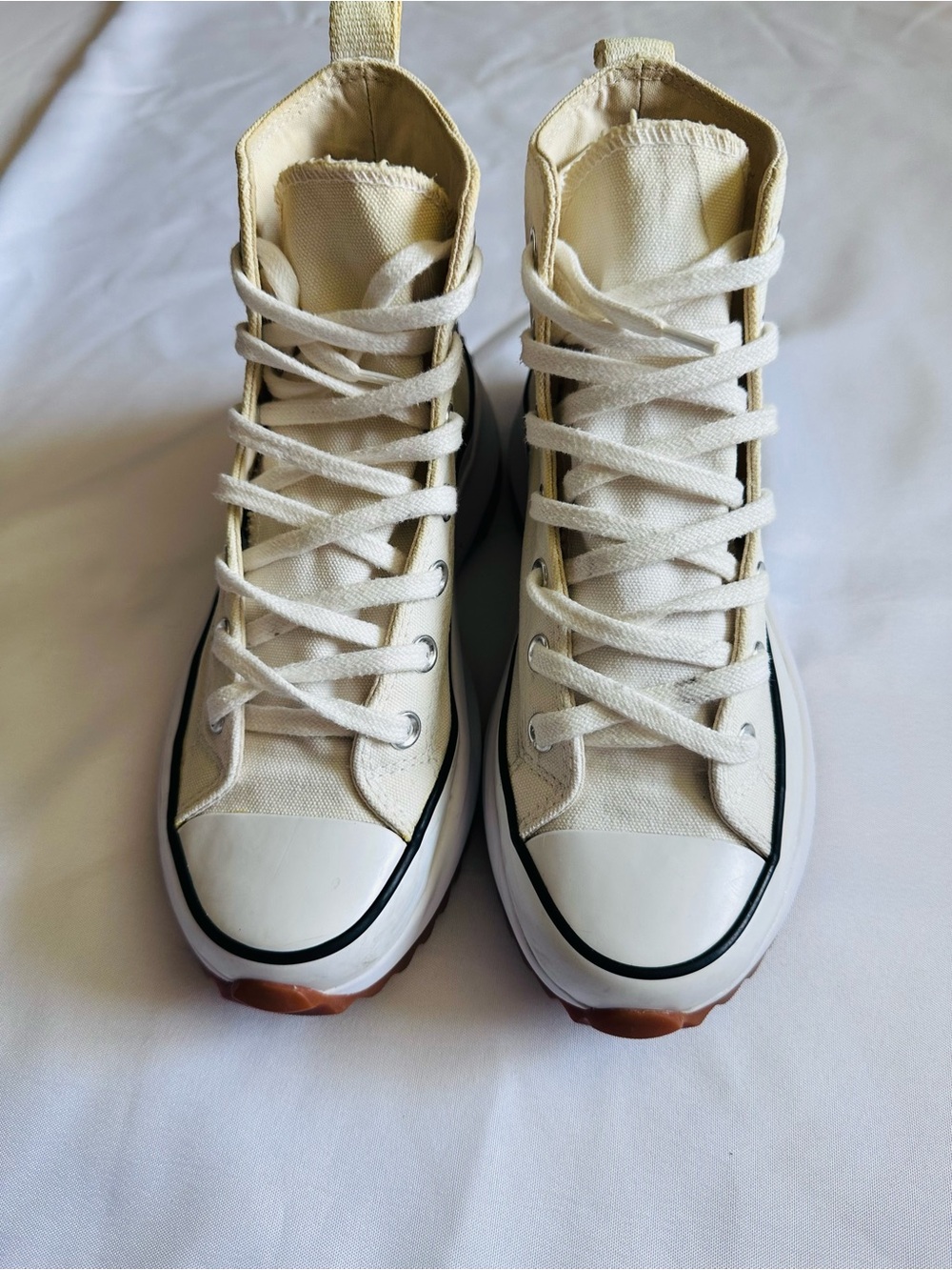 Converse Cream High Top Platform Sneakers with Black & Gum Accents - Picture 9 of 9